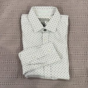 Ted Baker London “Small Floral” Geo print shirt white/navy XS